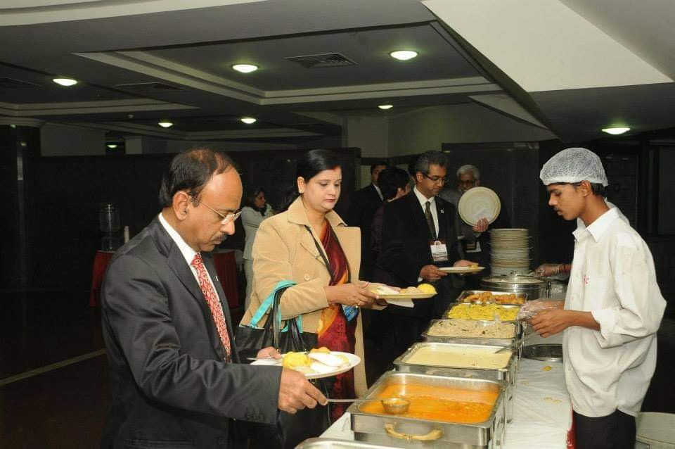 Premium wedding catering setup with multi-course dining in Bangalore