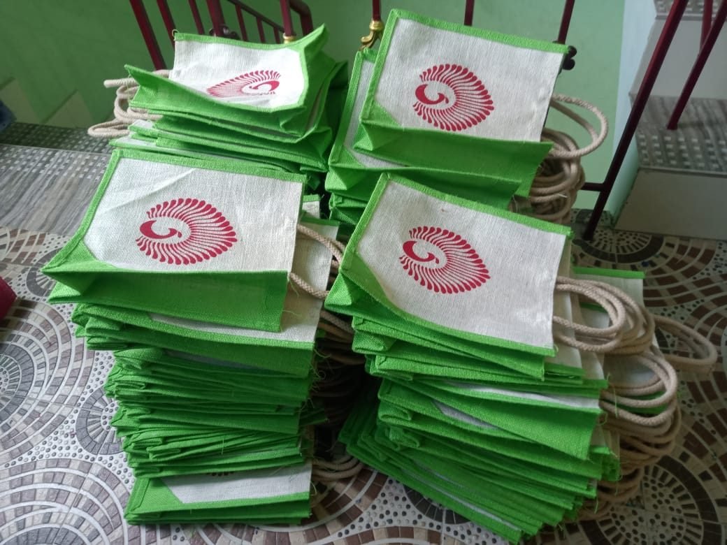Sri Lakshmi Caterers branded paper bags used for meal box and takeaway orders