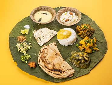 Jain thali prepared without onion, garlic or root vegetables