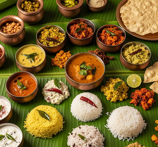 Brahmin meals served on banana leaf - pure sattvic catering Bangalore
