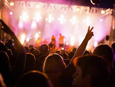 Large student crowd at a college fest concert catered in Bangalore