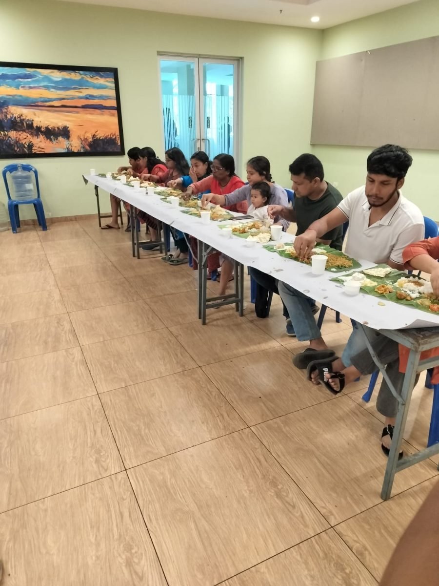 Company team lunch served on banana leaves by Sri Lakshmi Caterers