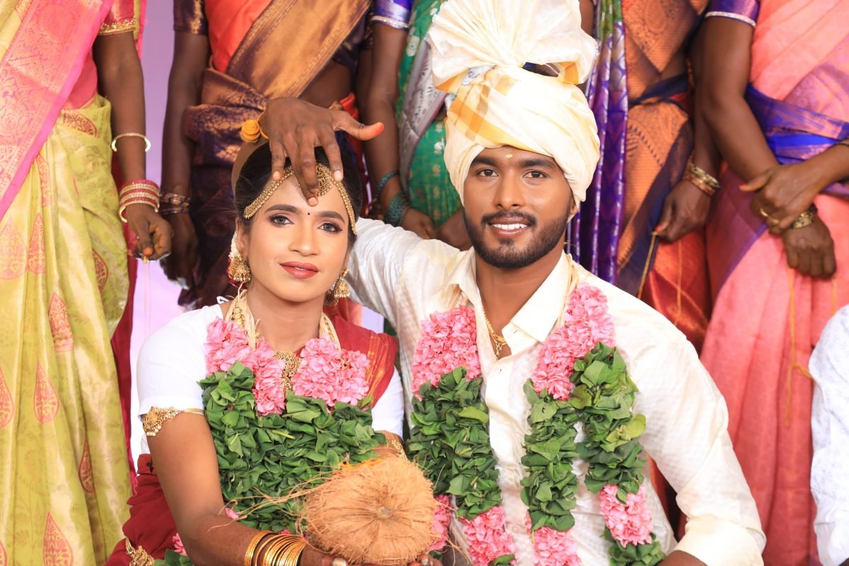 Wedding couple exchanging garlands during the ceremony